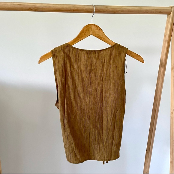 NWT Zara Textured Tie Front Wrap Tank Top in Mustard Brown - S - Picture 4 of 7